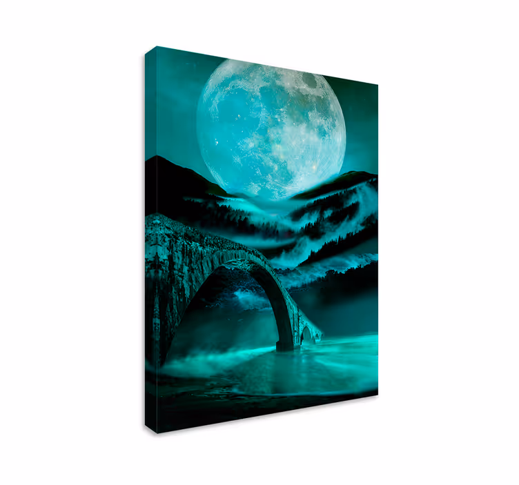 Moonlit bridge landscape platno slika zemljevidov - TenStickers