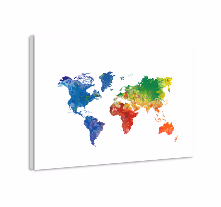Colorful world map platno s sliko sveta - TenStickers