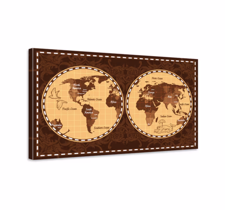 Retro global atlas platno s svetovno sliko - TenStickers
