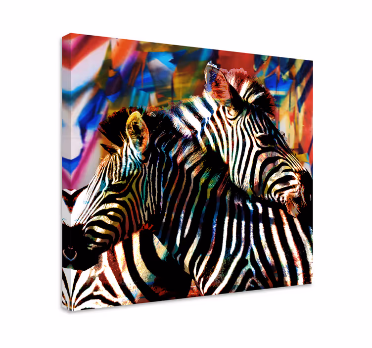Colorful zebra pair platna slike z motivi živali - TenStickers