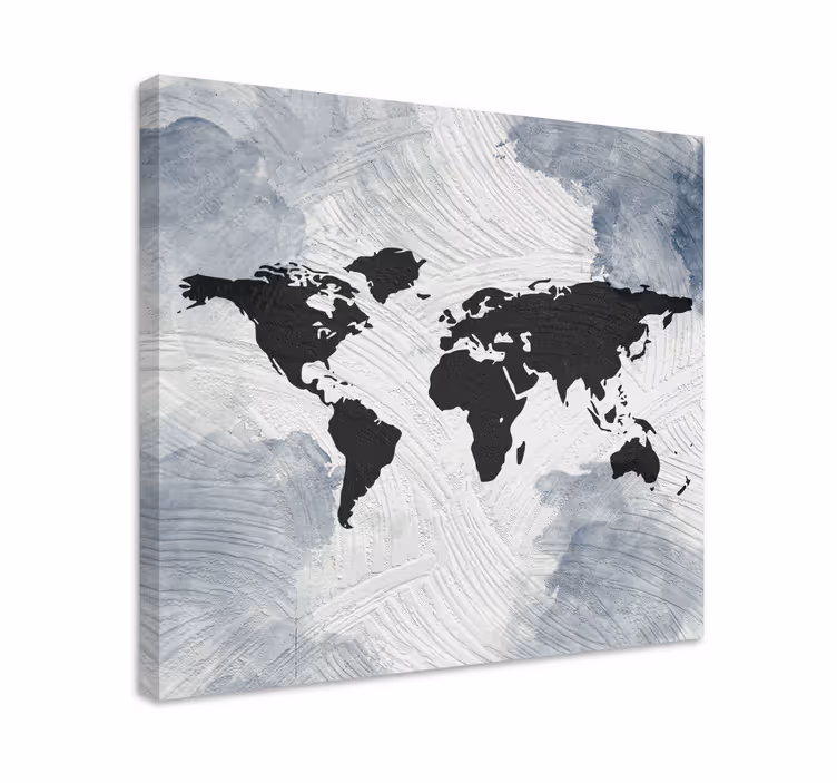 Modern global outline svetovni zemljevid na platnu - TenStickers