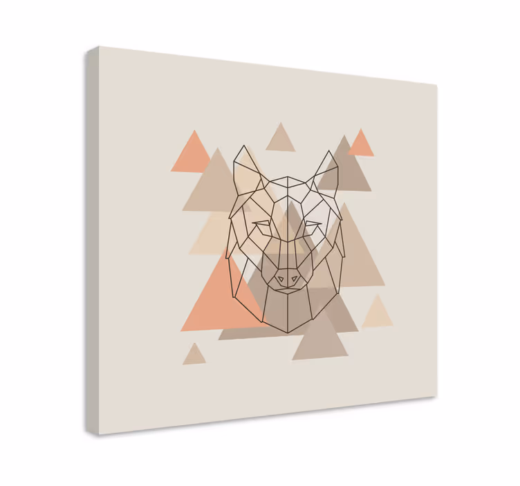 Geometrijska glava volka na platnu z ljudmi - TenStickers