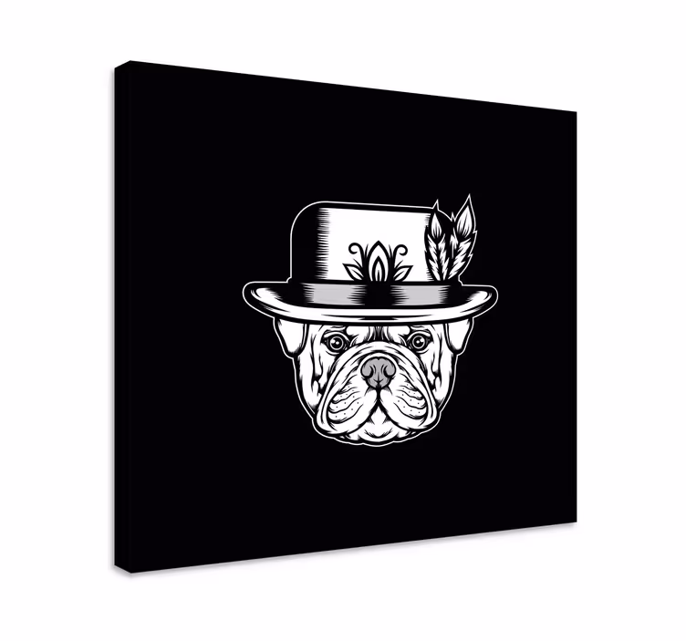 Buldog na črni podlagi odtisi pasjega platna - TenStickers