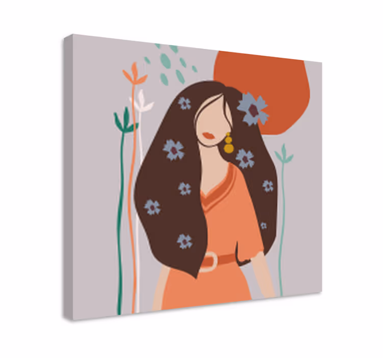 Chic female portrait s kompozicijo ljudi na platnu - TenStickers