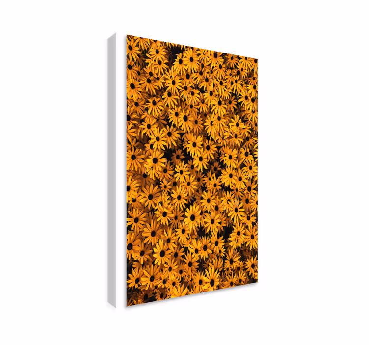 živahna rumena flora slikarsko platno z rožami in rastlinami - TenStickers
