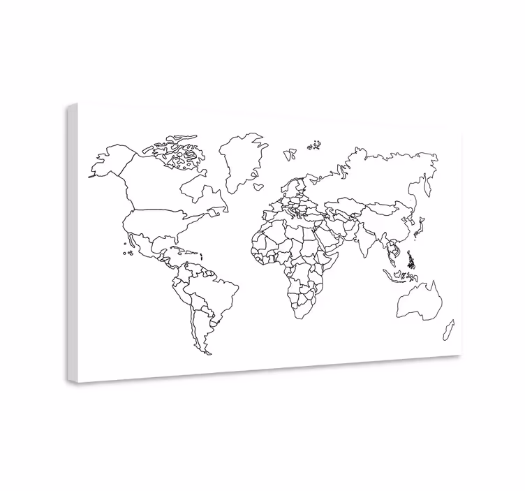 Outline world map platno s sliko sveta - TenStickers