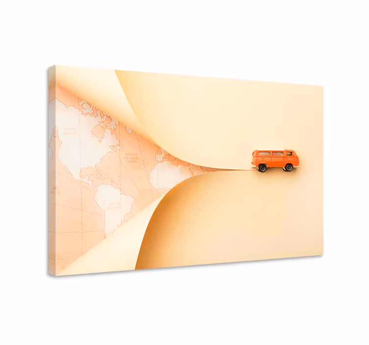 Traveling orange van - platno z mestnimi in državnim slikami - TenStickers