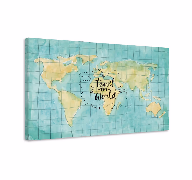 Potujte po platnu zemljevida sveta - TenStickers