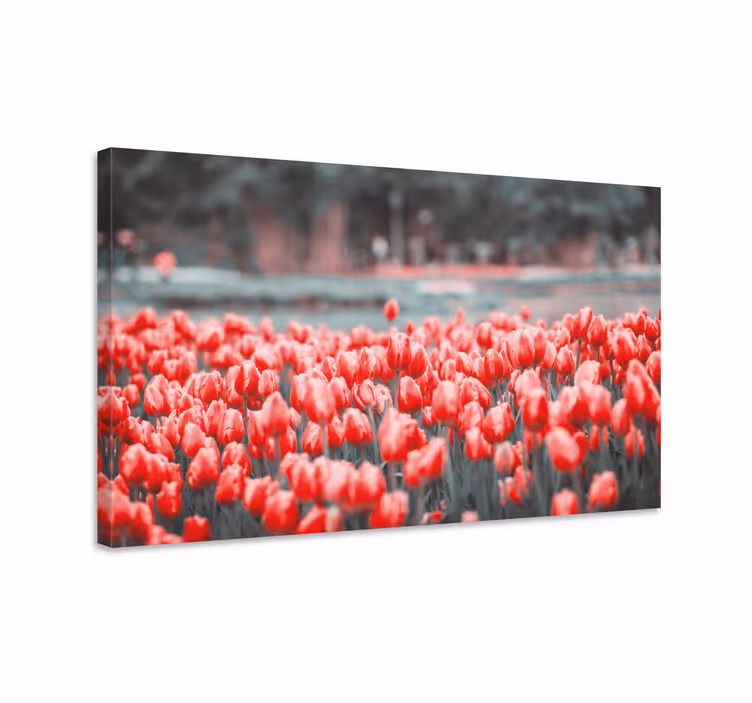 Vibrant tulip field slikarsko platno z rožami - TenStickers
