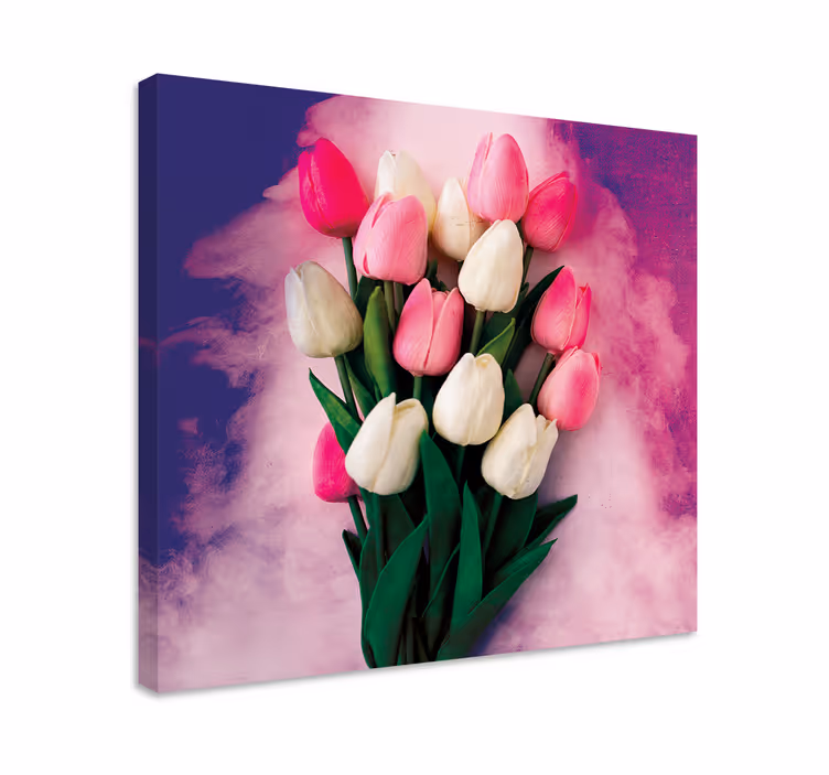 Barvito tulipani cvet platno - TenStickers