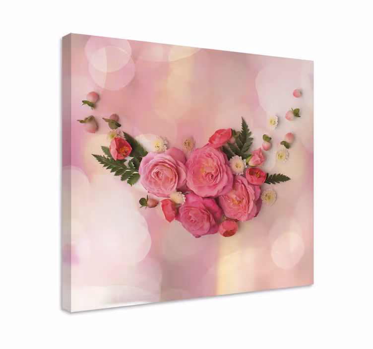 Pink flower bouquet slikanje z rožami in rastlinami - TenStickers
