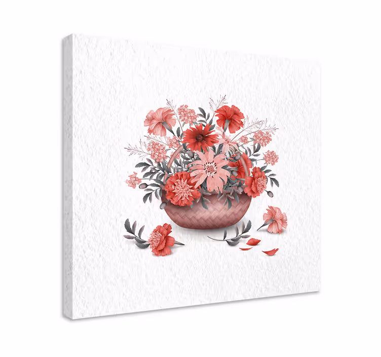 Floral basket arrangement slikarsko platno z rožami - TenStickers