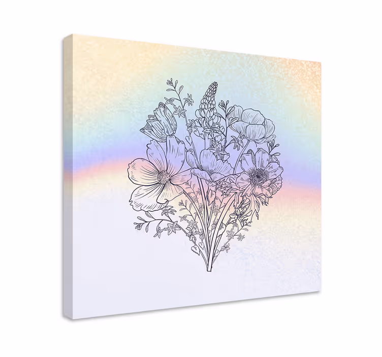 Floral bouquet outline slikarsko platno z rožami - TenStickers