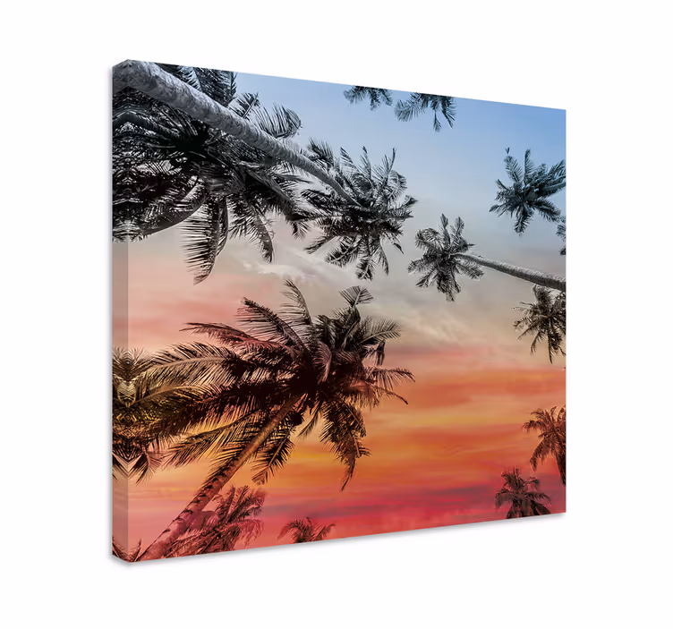 Palm trees silhouette platno slika zemljevidov - TenStickers