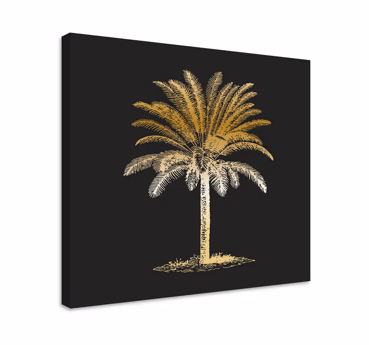 Golden palm tree slikarsko platno z rožami in rastlinami - TenStickers