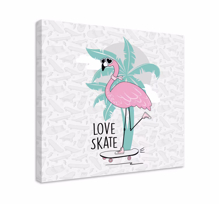 Flamingo skateboarding platna slike z motivi živali - TenStickers