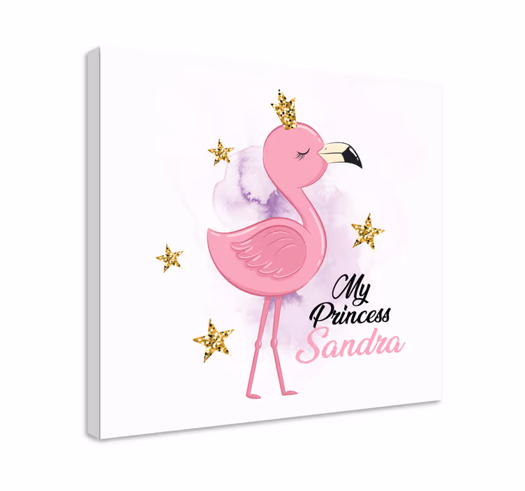 Moja princesa flamingo z imenom platna slike z motivi živali - TenStickers