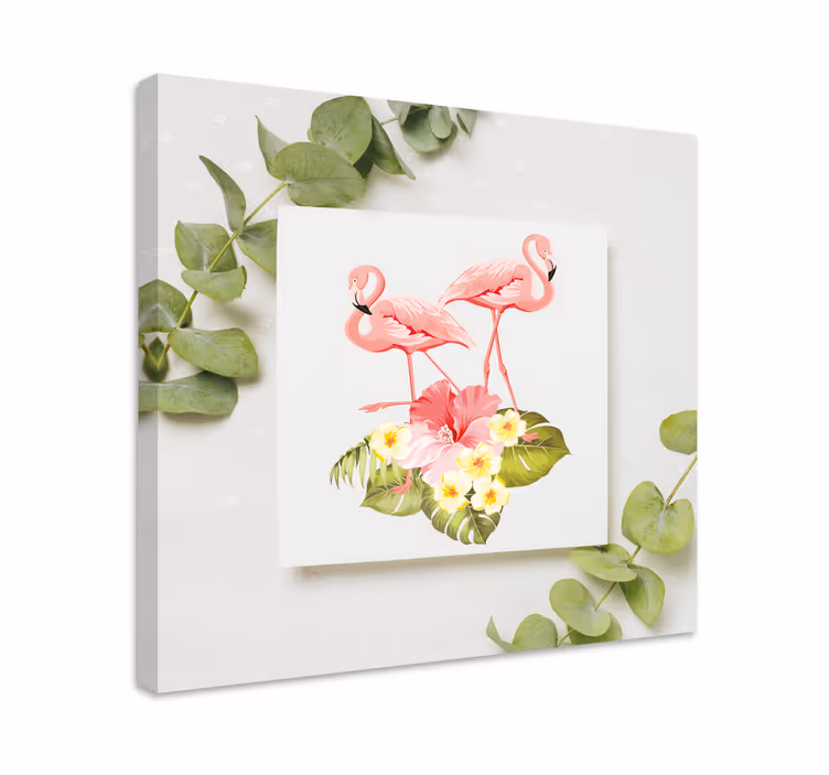 Cvetlični eksotični okraski tisk platno flamingo - TenStickers