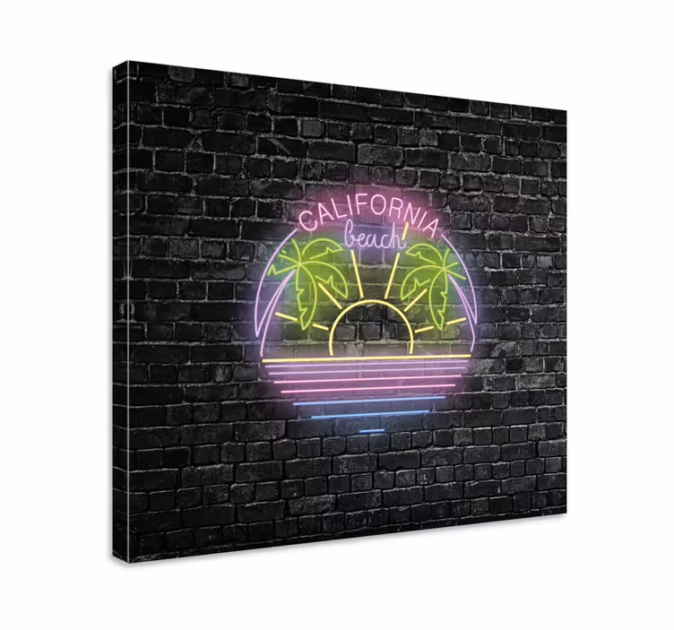 California beach neon platno s slikami mest - TenStickers