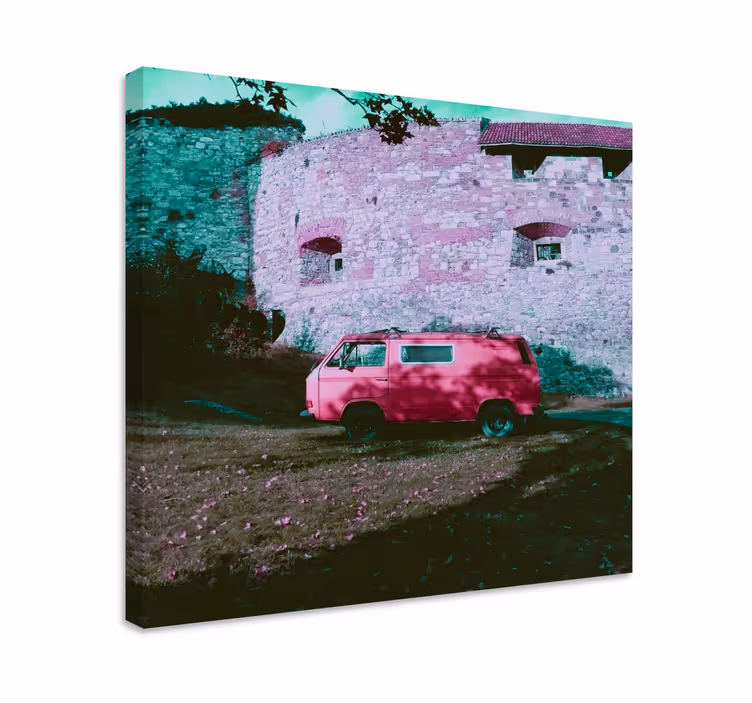 Vintage pink van platna s črkami in abecedo - TenStickers