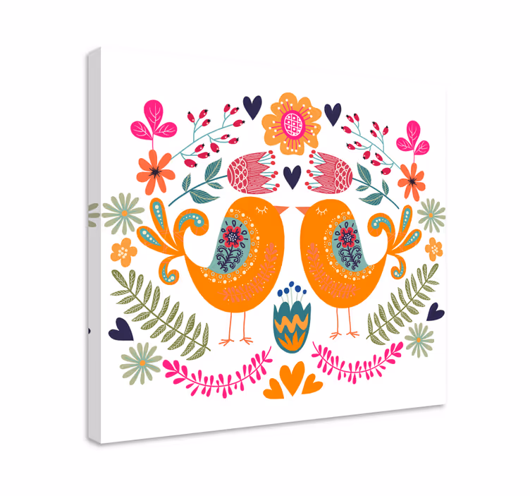 Love birds design ptica na platnu - TenStickers