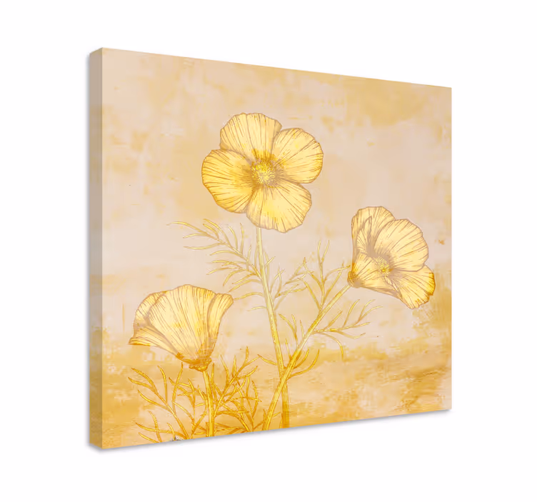 Golden bloom composition slikarsko platno z rožami - TenStickers
