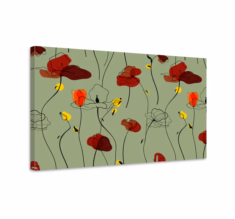Poppy floral motif slikarsko platno z rožami - TenStickers