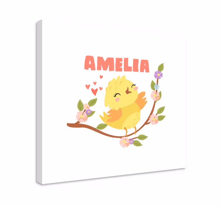Cheerful yellow bird 3d slike na platnu - TenStickers