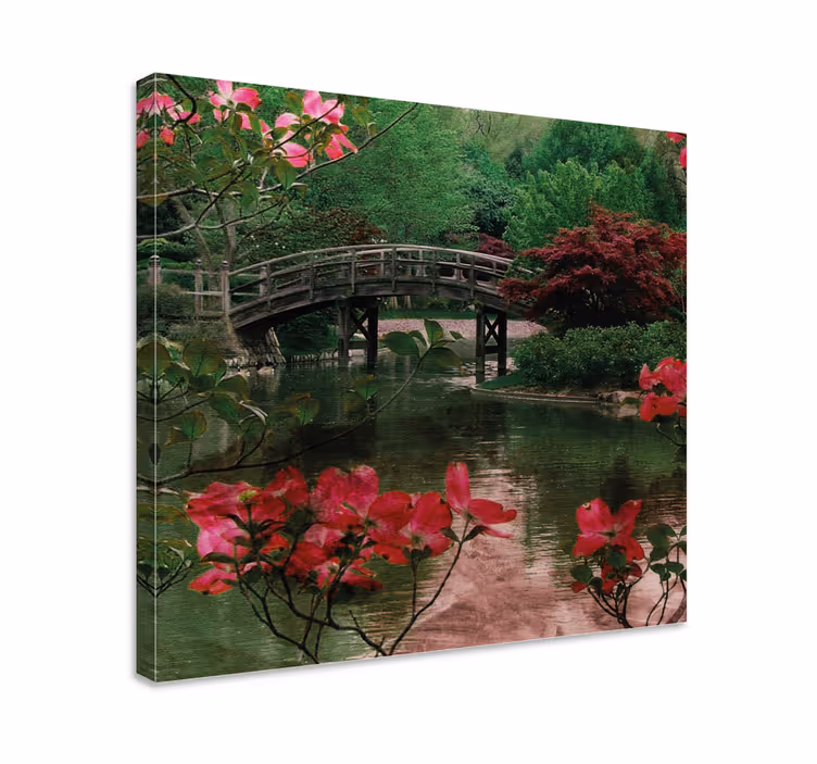 Bridge surrounded by blossoms slikarsko platno rožami - TenStickers