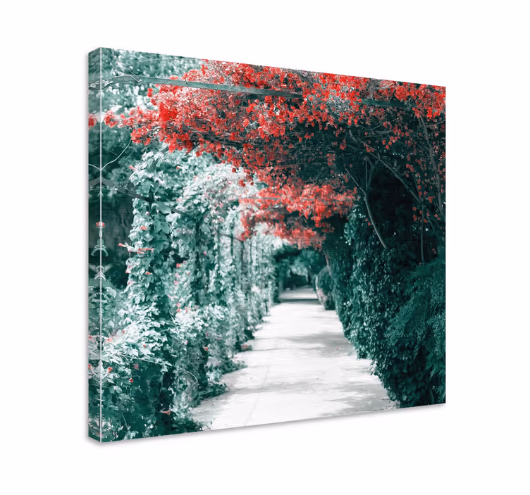 Vibrant floral pathway slikarsko platno z rožami - TenStickers