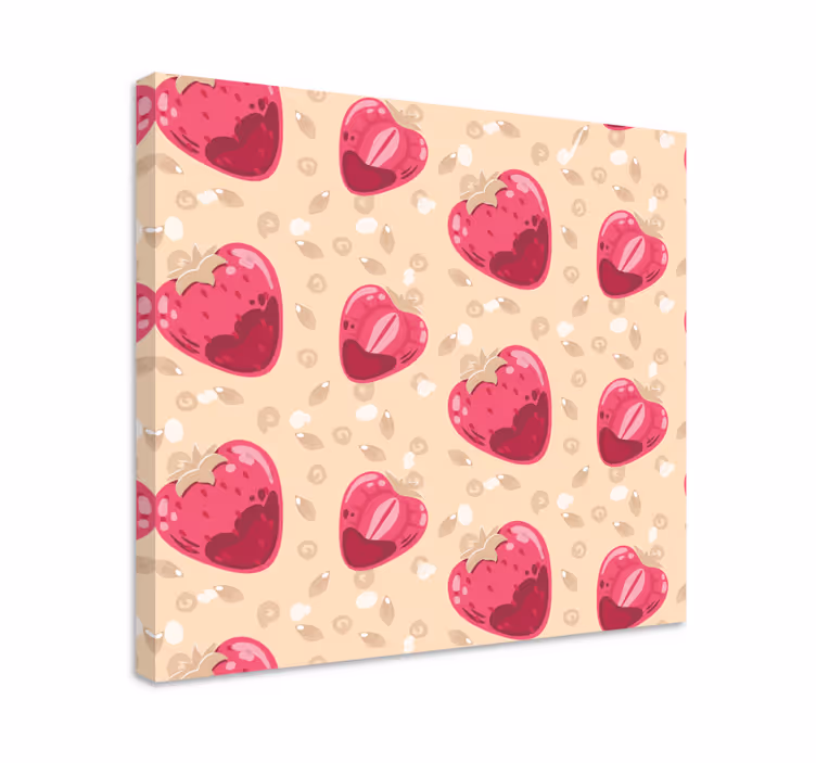 Strawberry heart pattern slikarska platna s sadjem - TenStickers