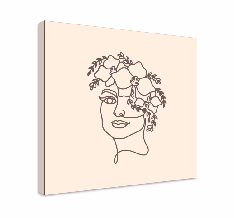 Silhueta minimalistična ljubka ženska cvet platno - TenStickers