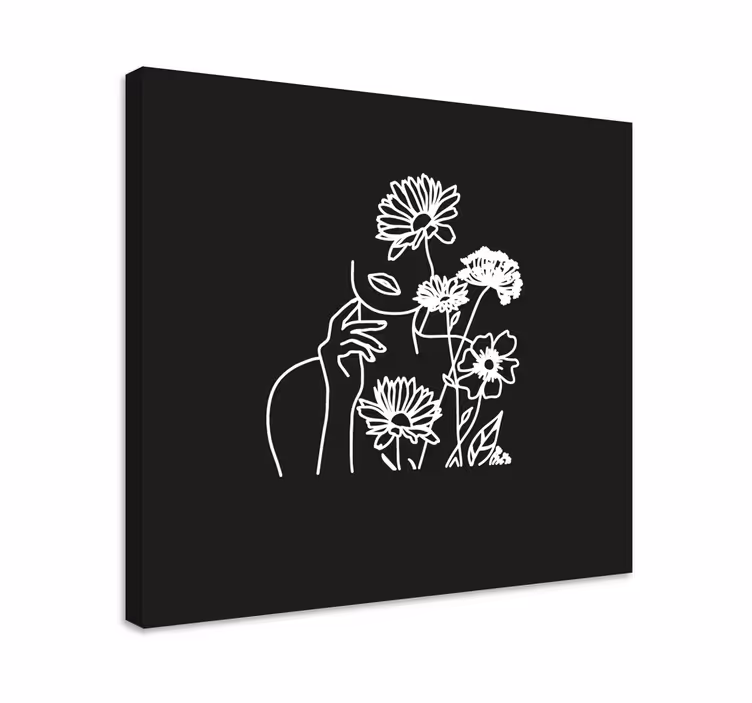 Minimalist floral lineart slikarsko platno z rastlinami - TenStickers