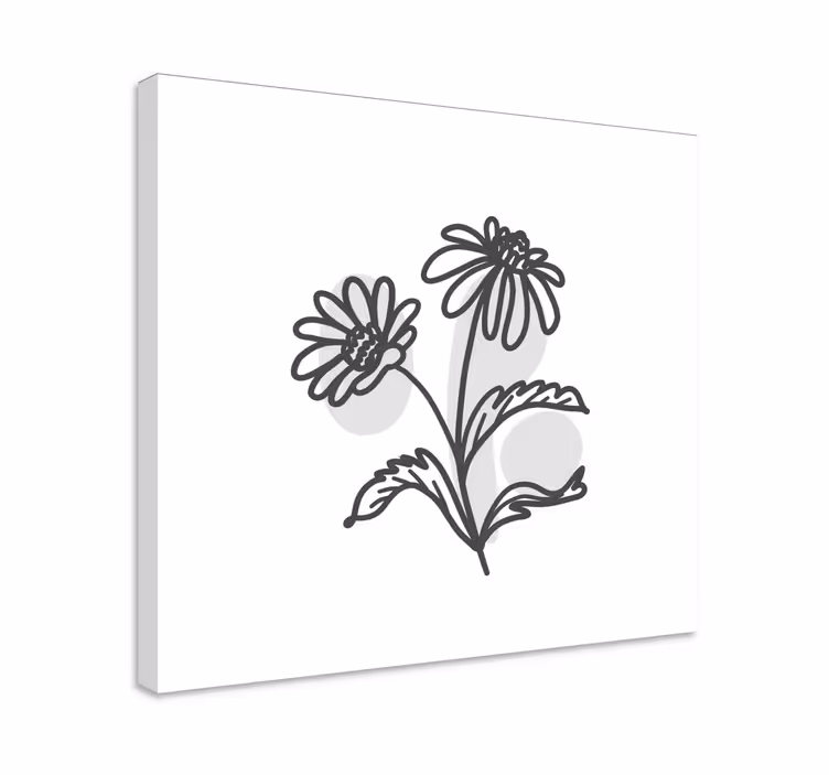 Line art flowers slikarsko platno z rožami in rastlinami - TenStickers