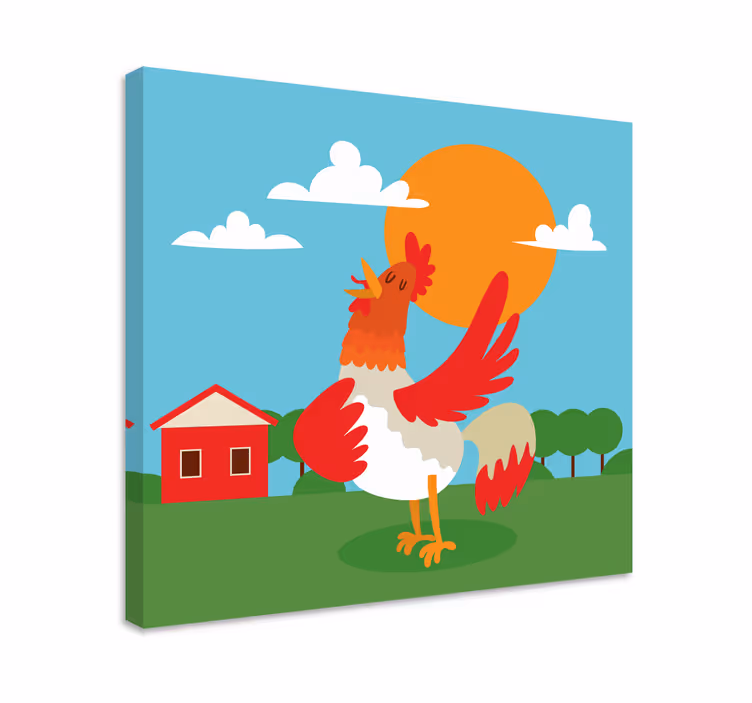 Petelin v risanki jutranje ptičje platno - TenStickers