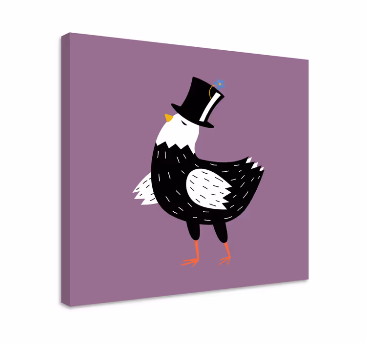 Ptica na platnu elegantna ptica s klobukom - TenStickers