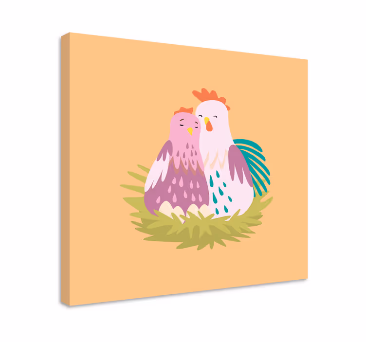Couple chickens nesting platna slike z motivi živali - TenStickers