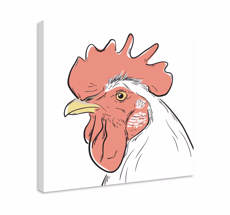Ptica na platnu podroben portret petelina - TenStickers