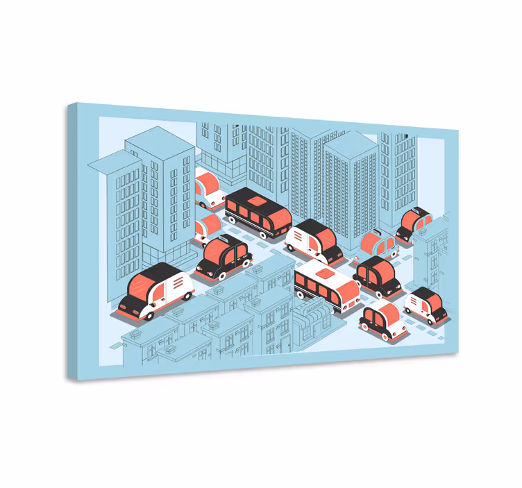 Urban traffic scene platno s slikami mest in držav - TenStickers