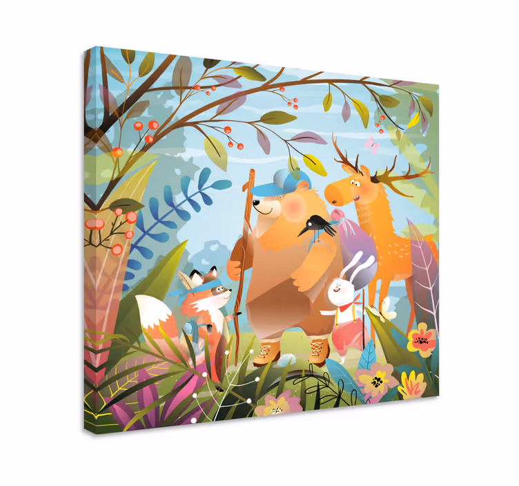 Forest friends adventure platna slike z živalmi - TenStickers