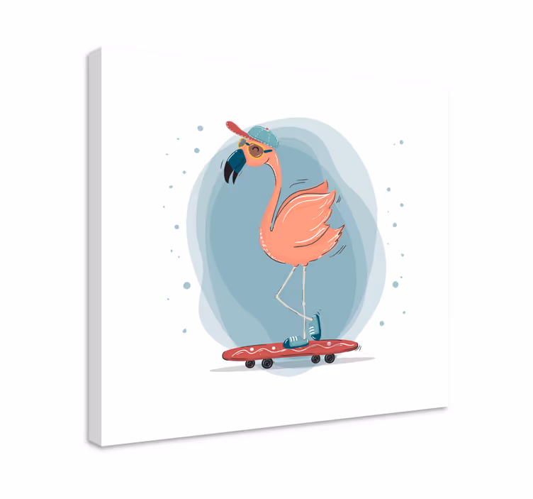 Skating flamingo platna slike z motivi živali - TenStickers