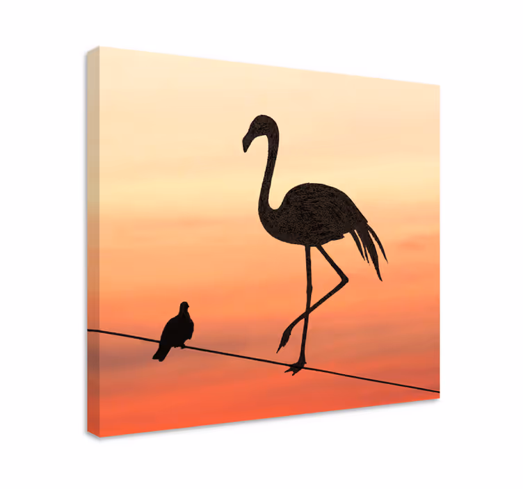 Flamingo in ptice oblikujejo vhodno platno - TenStickers