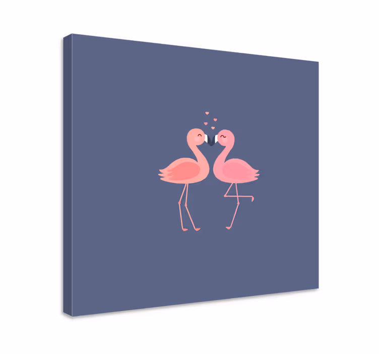 Flamingi, ki tvorijo platneno umetnino za vhod v srce - TenStickers