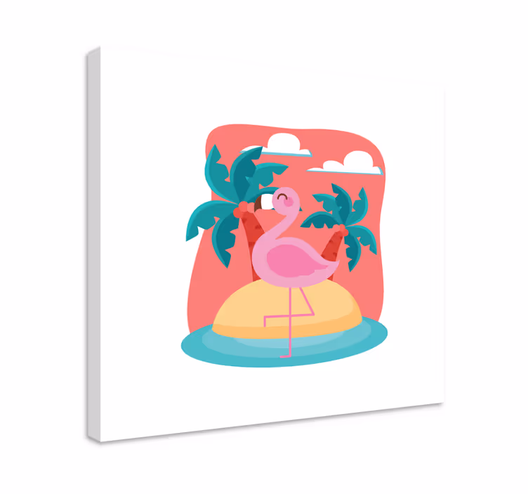 Flamingo on island platna slike z motivi živali - TenStickers