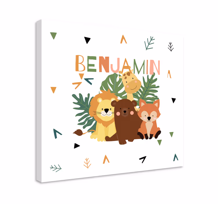 Divje živali z listi živalski odtisi platna - TenStickers