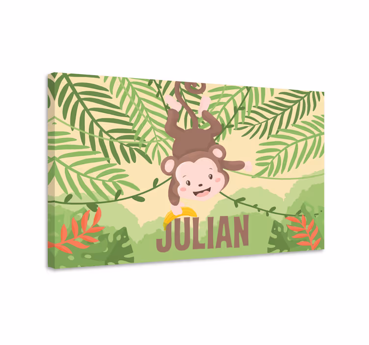 Monkey hanging fun platno z dinozavrom - TenStickers