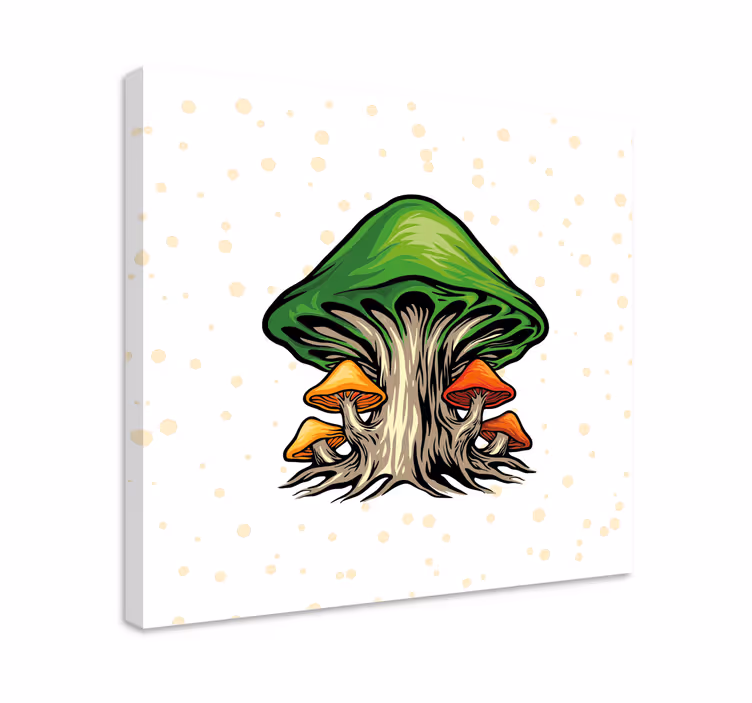 Mushroom growth pattern slikarsko platno z rožami - TenStickers