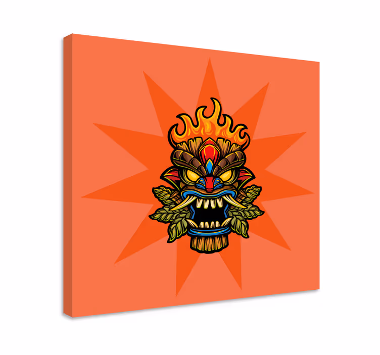 Ogenj tiki maska risanka grafiti sodobno platno - TenStickers