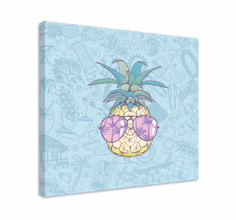 Ananas s sončnimi očali na slikarskem platnu - TenStickers