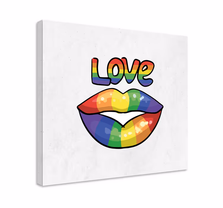 Colorful love lips platno z motivacijskim citatom - TenStickers
